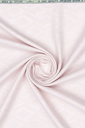 Pink Arvind Tresca Jacquard unstitched shirting fabric with intricate jacquard pattern, ideal for custom shirts and garments.