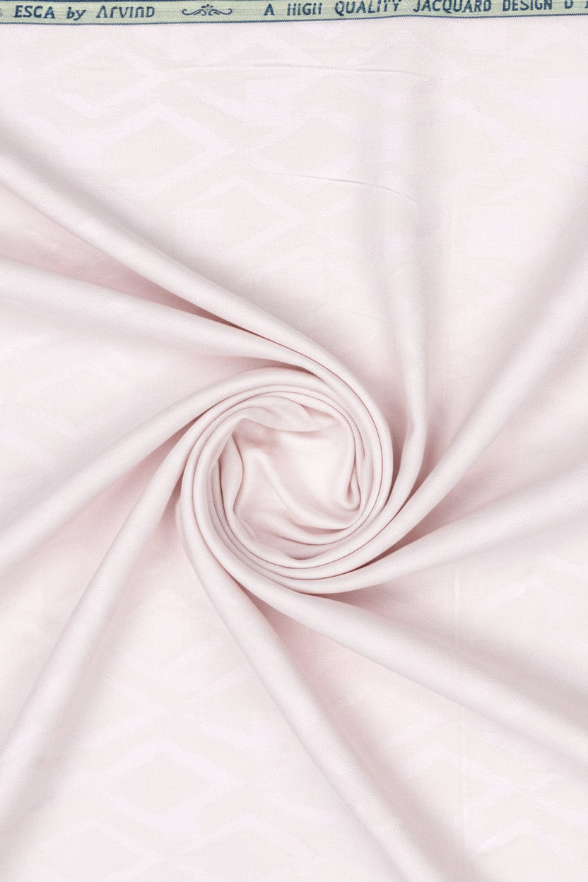 Pink Arvind Tresca Jacquard unstitched shirting fabric with intricate jacquard pattern, ideal for custom shirts and garments.