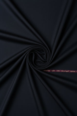 Black Georgia Gullini of Italy Polywool Super 120’s trousers and suiting fabric, showcasing finely woven professional fabric texture.