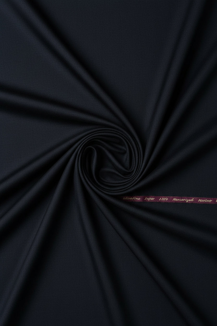 Georgio gullini super 120's black polywool suiting fabric