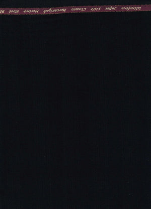 Black Georgia Gullini of Italy Super 120’s polywool suit fabric swatch showing smooth woven texture and fine tailoring details.