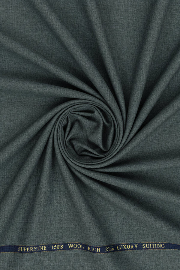 Dark grey Georgia Gullini of Italy Polywool Super 150's trouser fabric, premium wool blend suiting material, close-up view