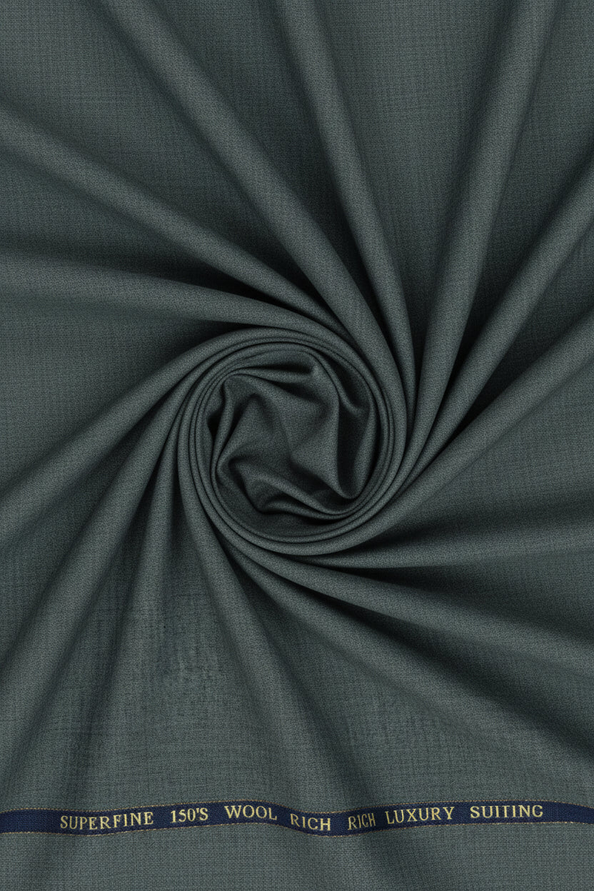 georgia gullini super 150s polywool Textured fabric swatch with a visible brand label