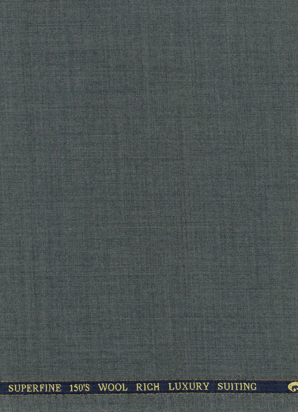 Dark grey Georgia Gullini of Italy Super 150’s polywool trousers fabric, close-up of textured wool blend material.