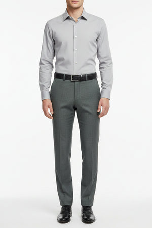 Dark grey Georgia Gullini of Italy Polywool Super 150’s trousers fabric, unstitched suit material for tailored garments.