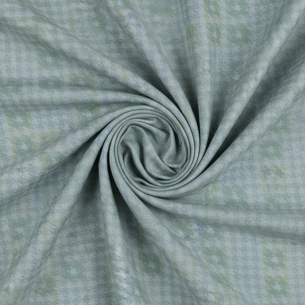 Green multicolor Arvind Tresca Giza cotton shirt fabric with intricate patterns and soft texture, ideal for stylish shirts.