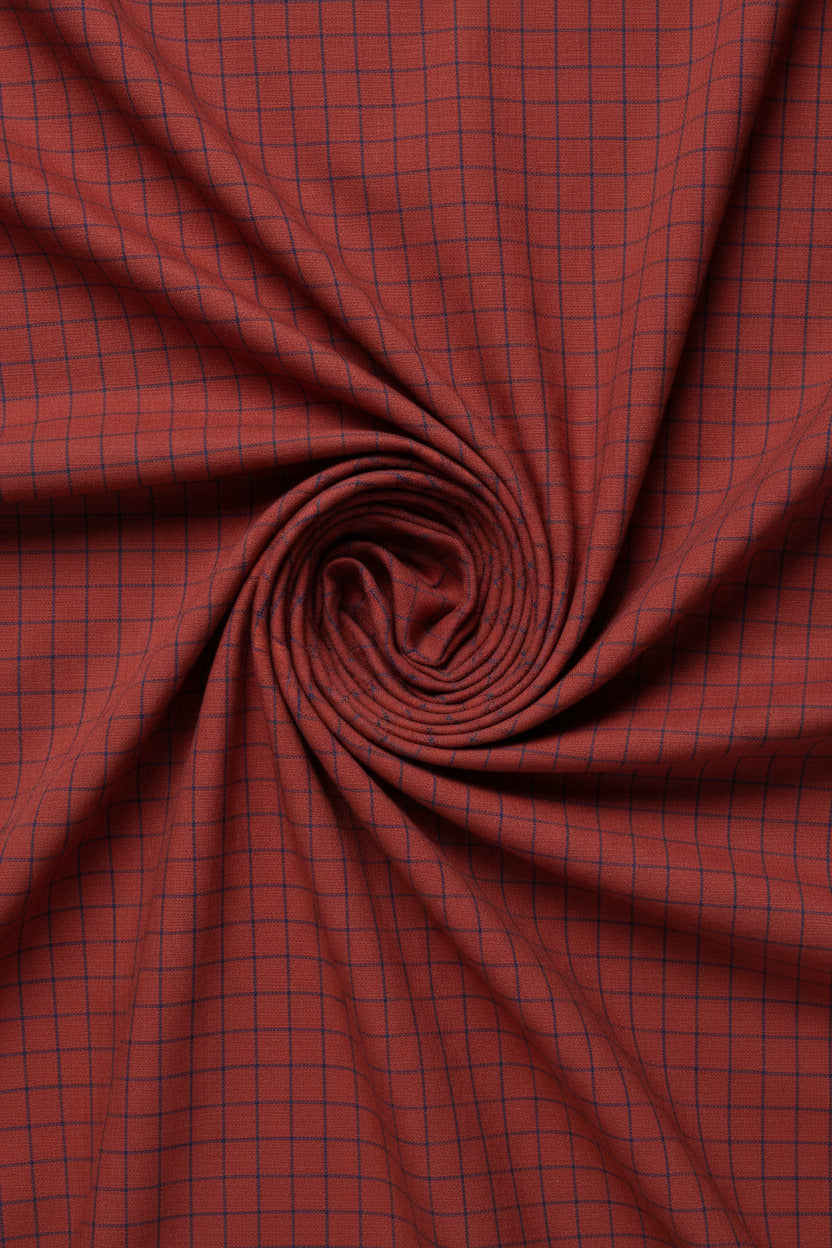 Arvind Linen Checks Unstitched Shirting Fabric (Red & Blue Checks)