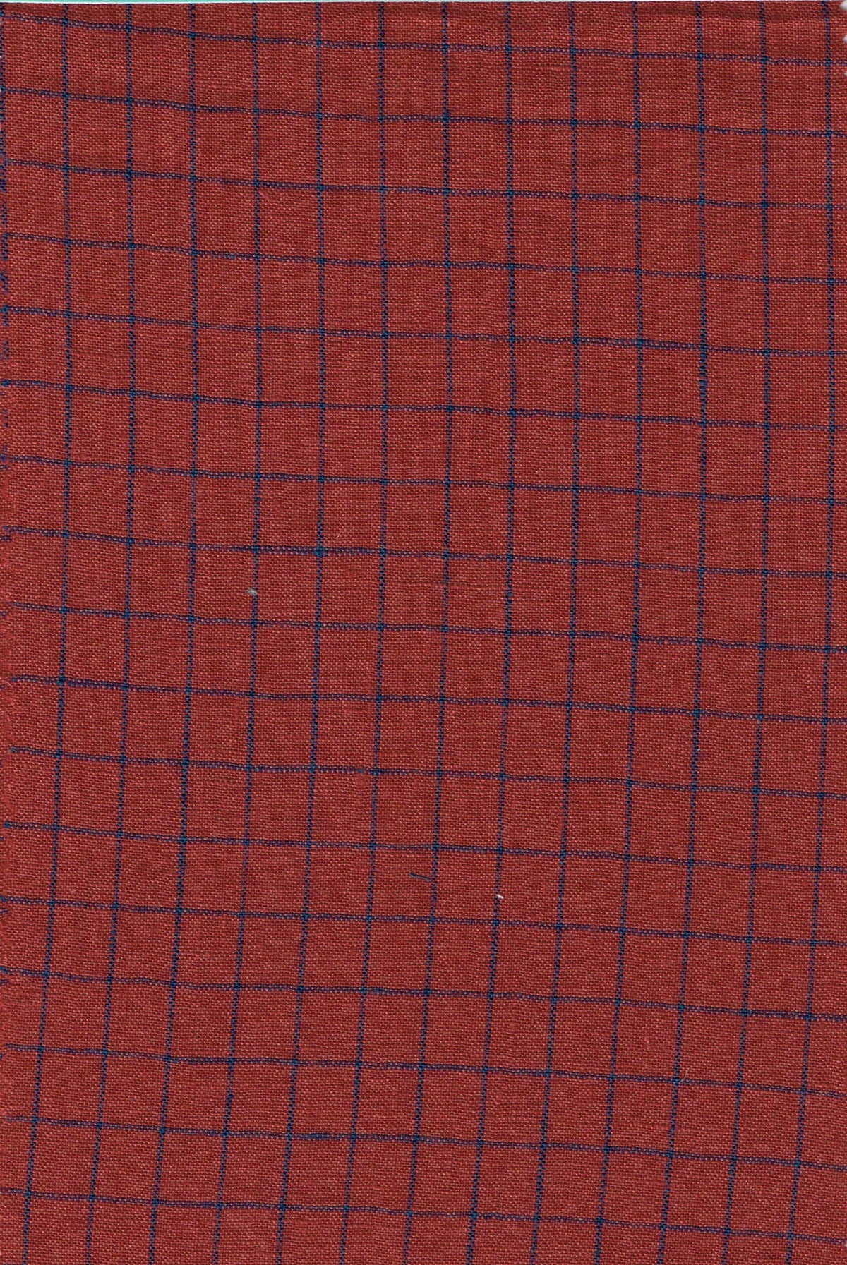 Red Arvind linen shirt fabric with premium check pattern, showcasing soft, woven linen material for stylish clothing design.