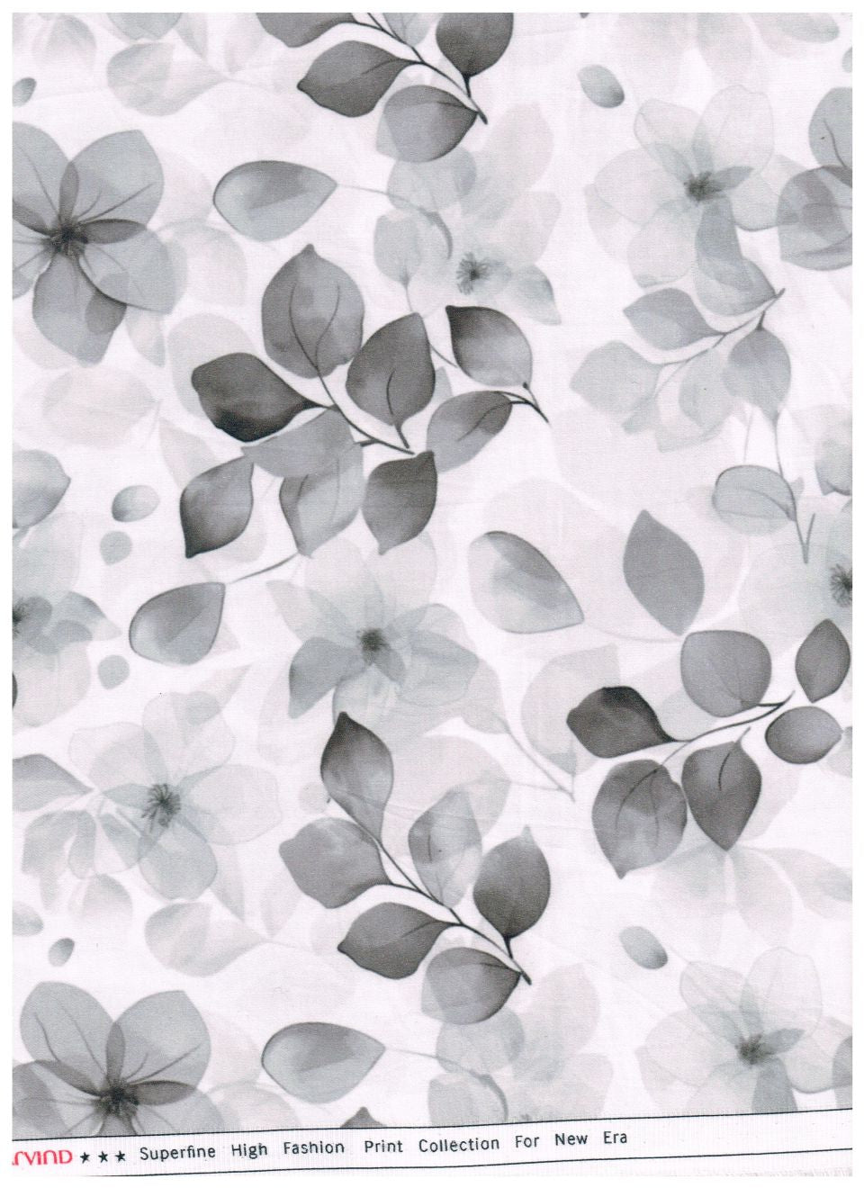 Grey and white Arvind Tresca shirt fabric made from Giza cotton with digital print, showcasing a soft, smooth textile pattern.
