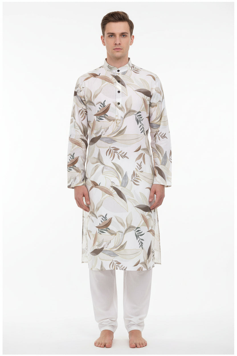Brown multicolor digital print Arvind Tresca Giza cotton shirt fabric with intricate design and vibrant pattern.