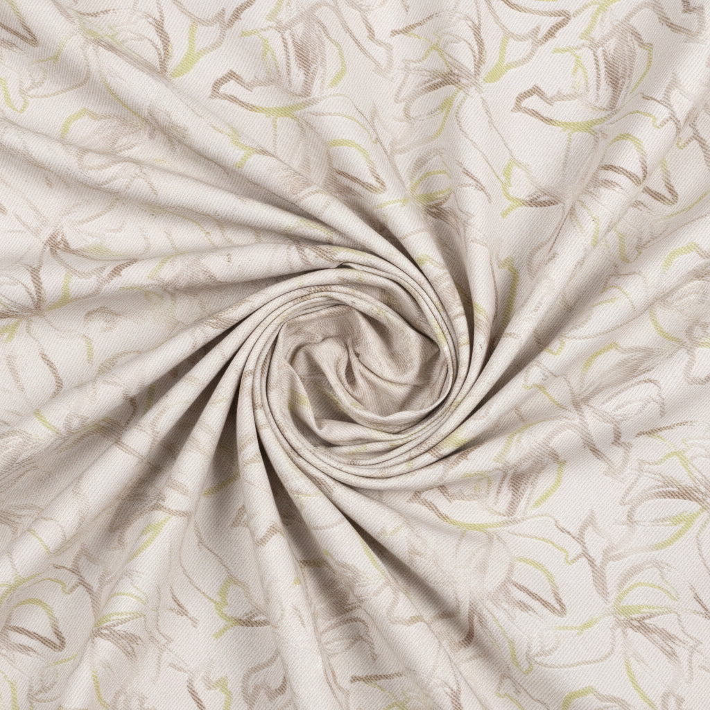 Arvind Tresca peach multicolor Giza cotton digital print fabric, showcasing vibrant textile pattern and fabric texture.