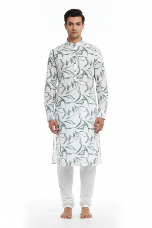White multicolor digital print Arvind Tresca Giza cotton shirt fabric showcasing vibrant design and smooth texture.