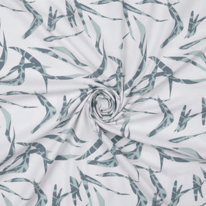 White multicolor digital print Arvind Tresca Giza cotton shirt fabric with intricate design and vibrant patterns.