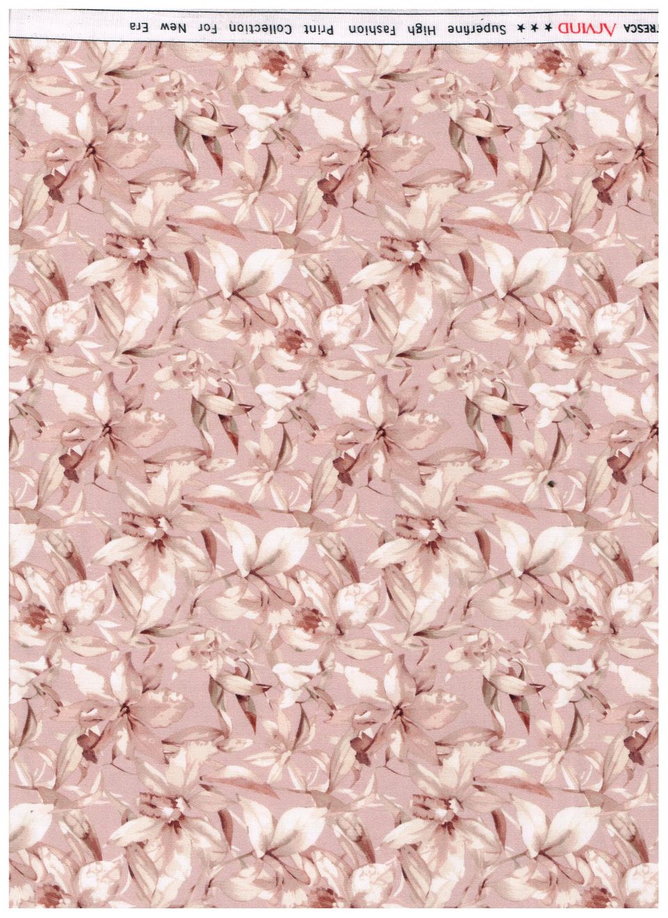Arvind Tresca Giza cotton shirt fabric with digital peach multicolor print, showcasing vibrant textile pattern and soft cotton texture.