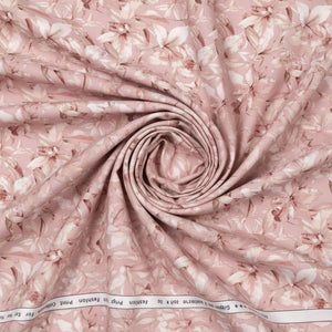 Arvind Tresca Giza Cotton shirt fabric with peach multicolor digital print, showcasing vibrant design and soft cotton texture.