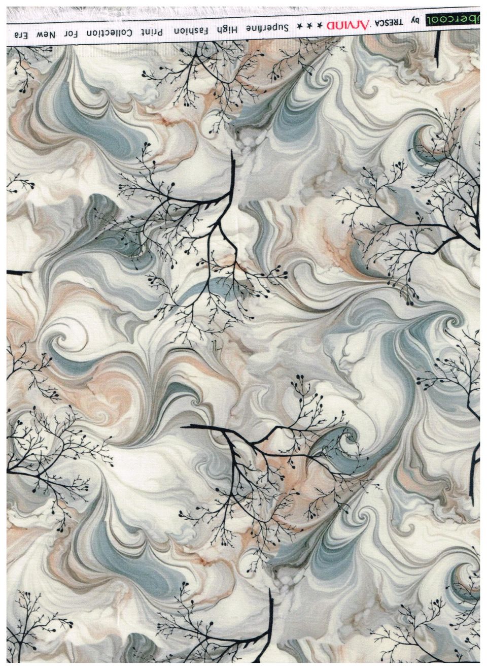 Arvind Tresca Giza Cotton digital print shirt fabric in cream with multicolor design, showcasing intricate patterns and vibrant colors.