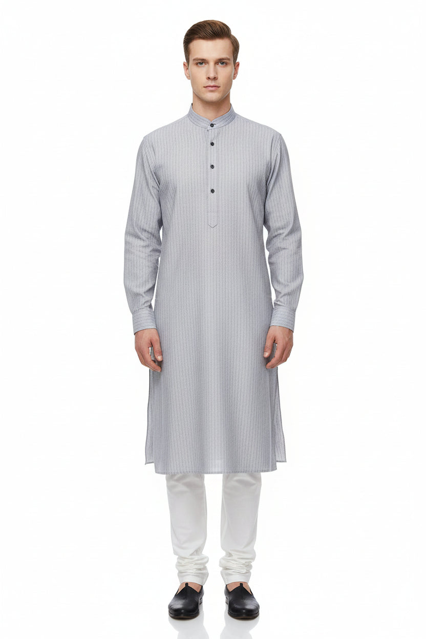 MONTI GIZA COTTON KURTA GREY STRIPES