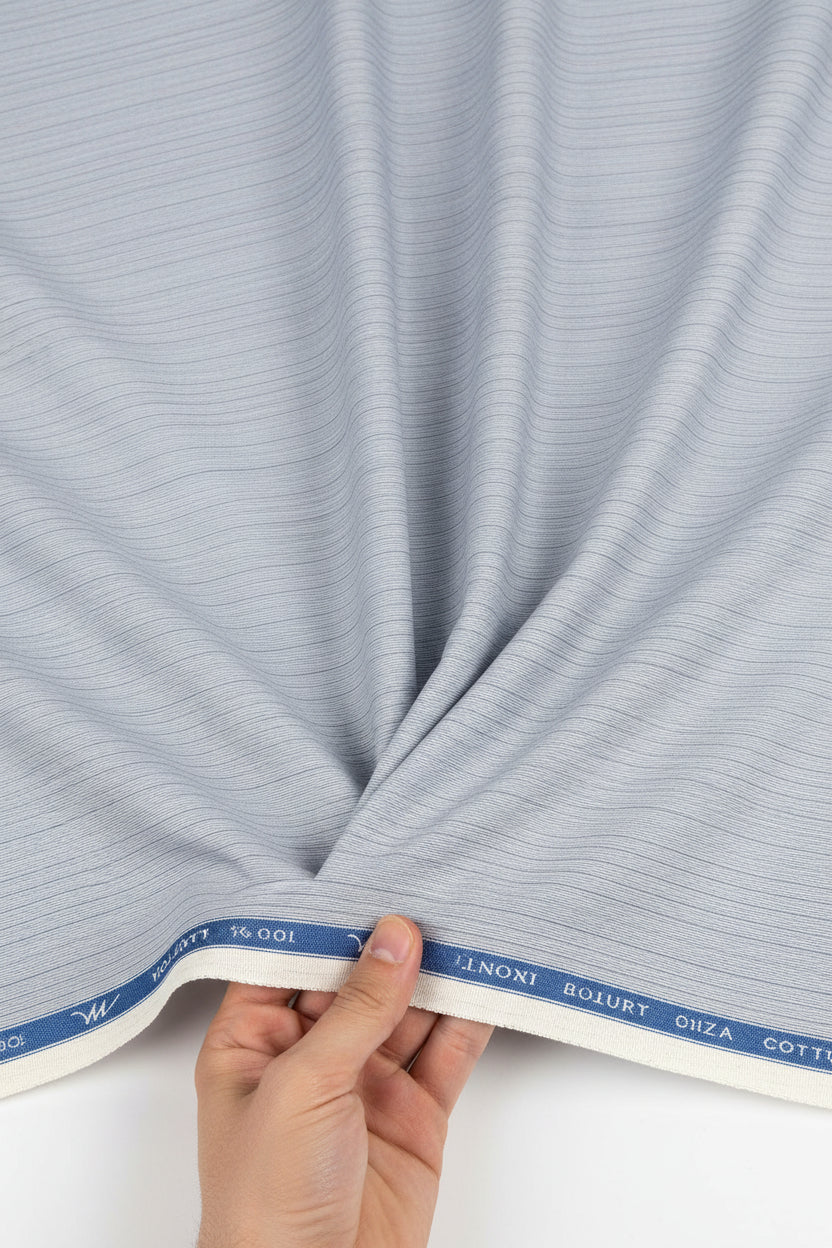MONTI GIZA COTTON SHIRT FABRIC GREY STRIPE HANDFEEL