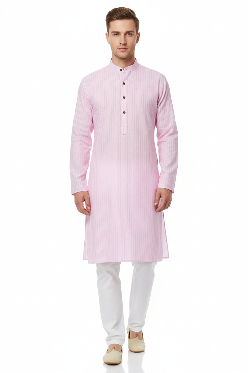 monti giza cotton pink stripe kurta