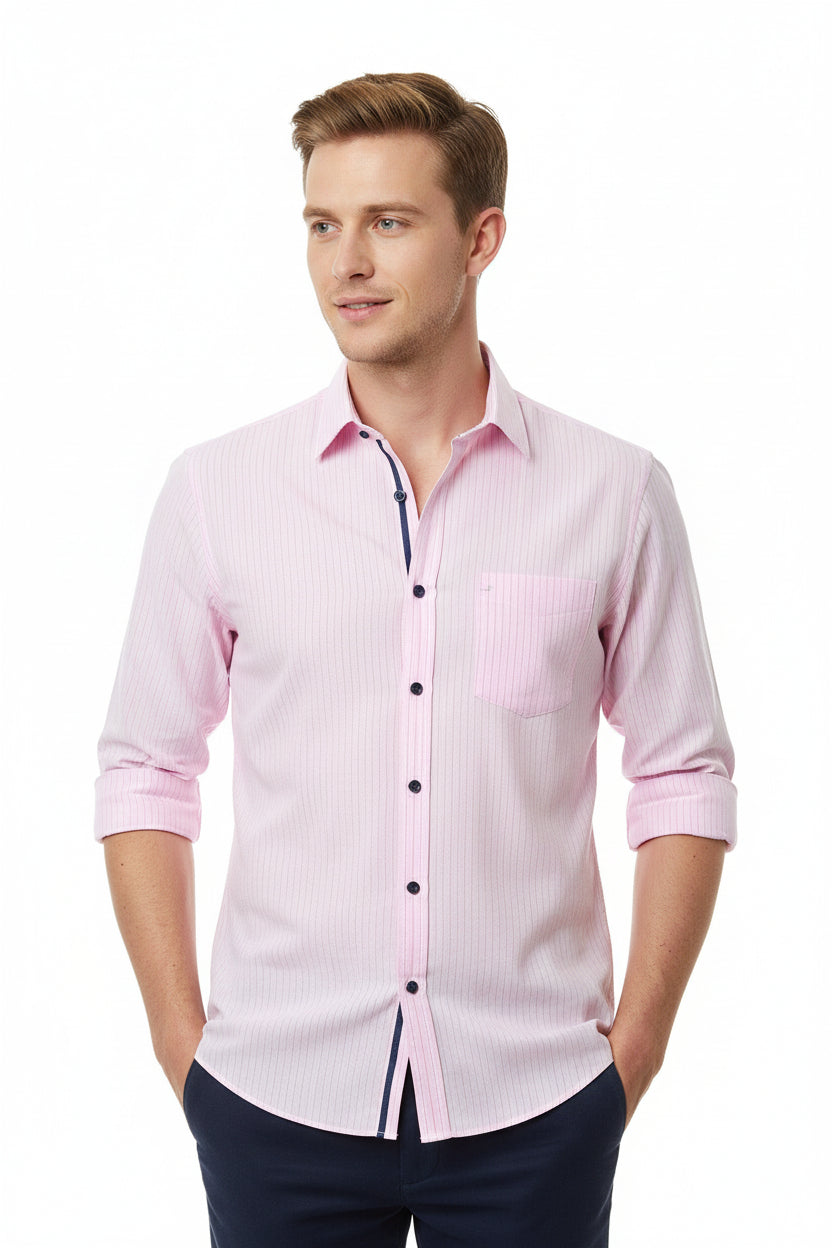 monti giza cotton pink stripe ready shirt