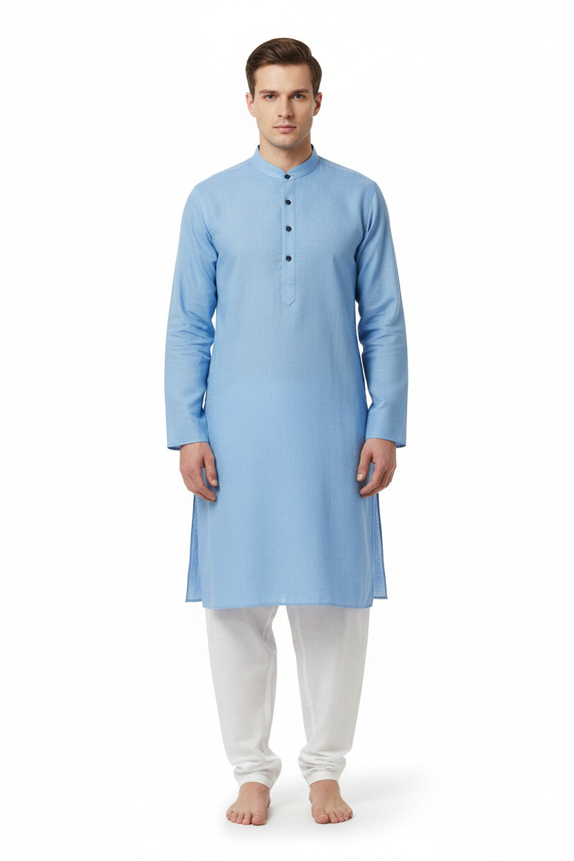 arvind linen tensil readymade kurta sky blue