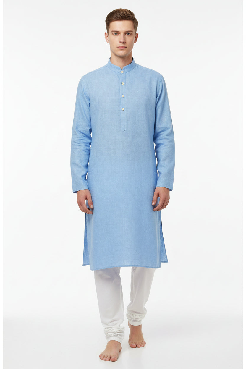 arvind linen tensil kurta fabric light blue