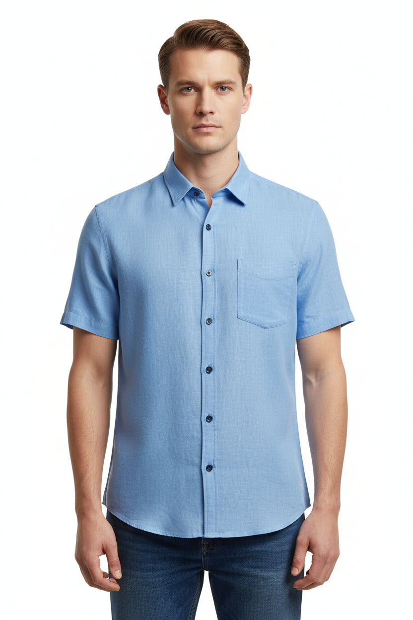 arvind linen tensil readmade shirt light blue
