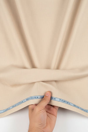 arvind linen tensil fabric biscuit color hand feel image