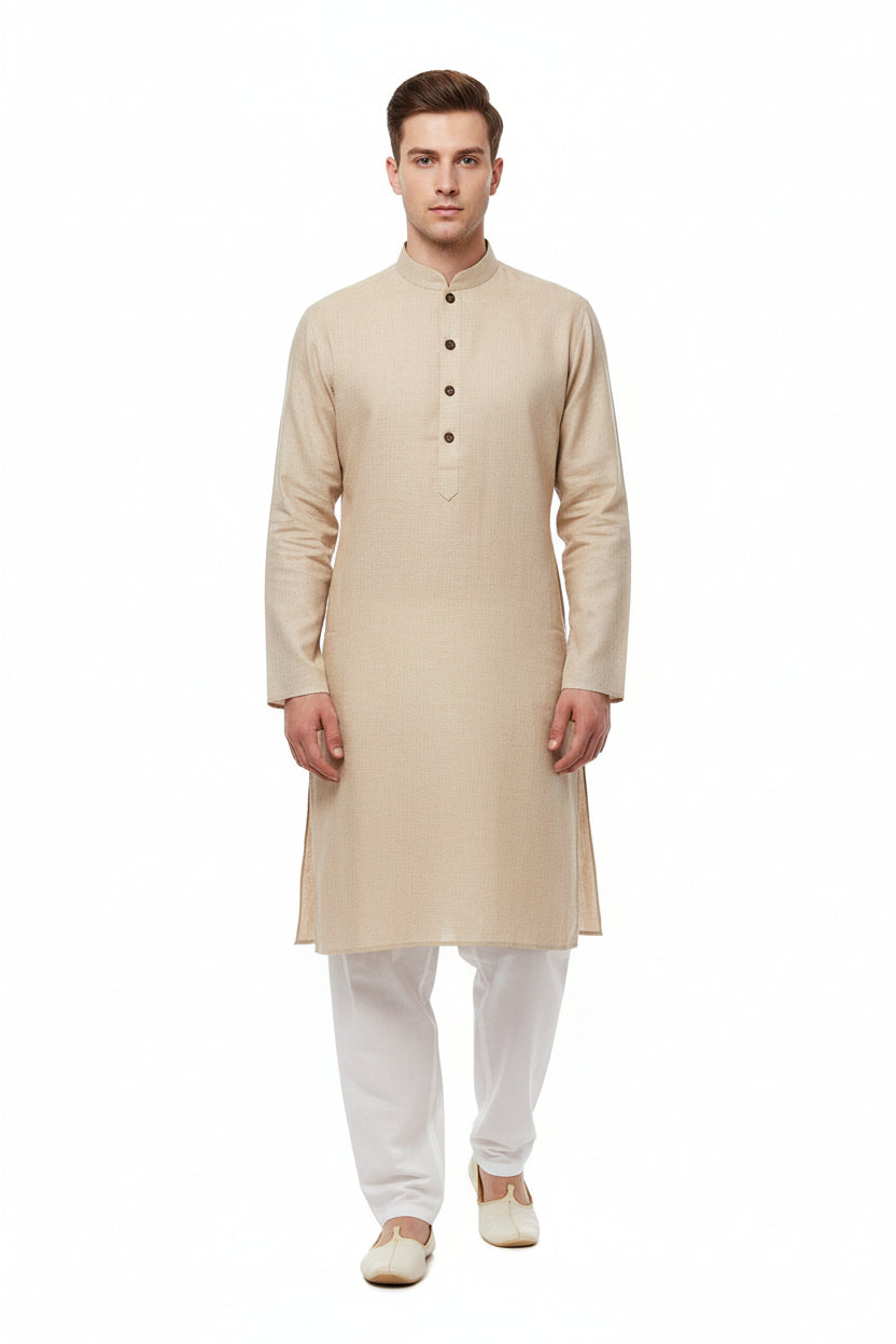 ARVIND LINEN TENSIL BISCUIT COLOR KURTA