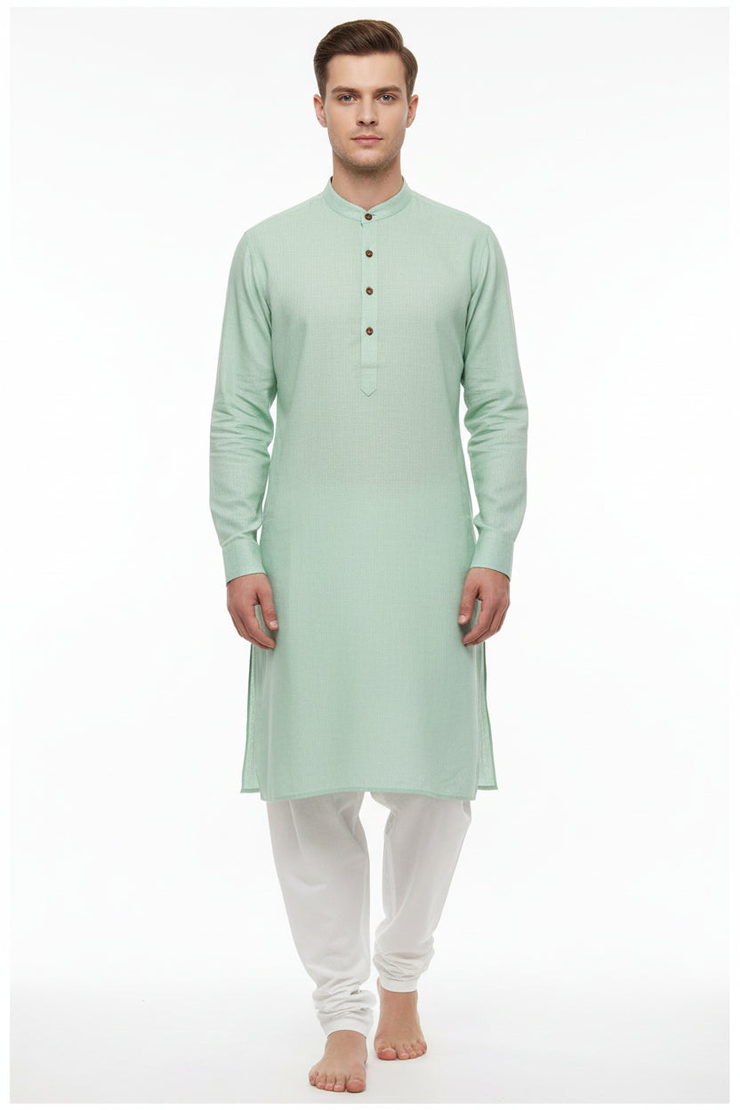 Arvind Primante Linen Readymade Pista Green Color Kurta