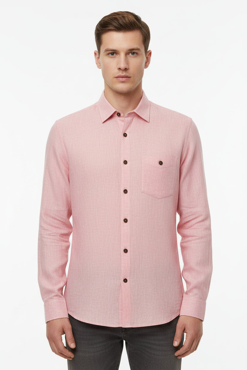 Arvind Primante Linen Baby Pink Readymade Shirt
