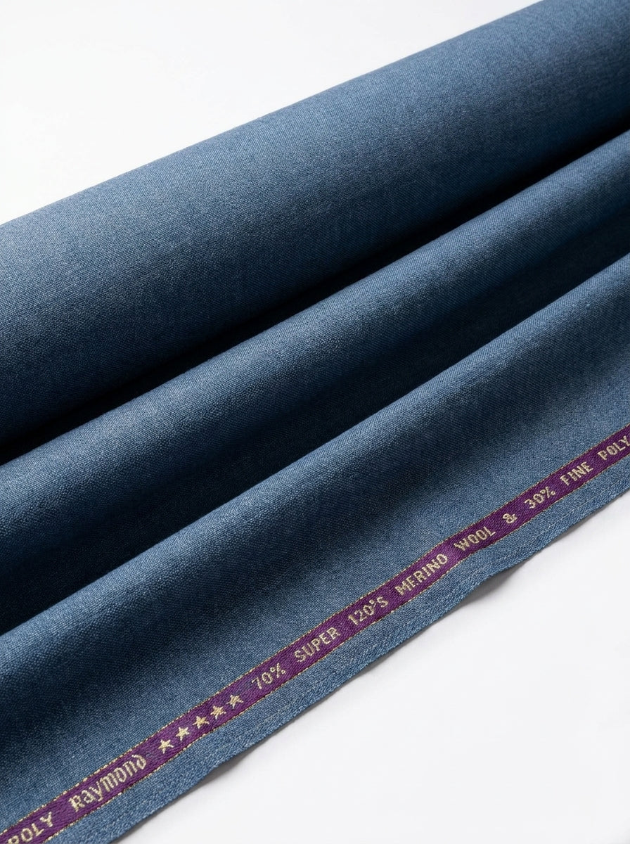 Elevate Your Style With Raymond Luxurious Unstitched Polywool Trousers & Suiting Fabric ( Denim Blue )