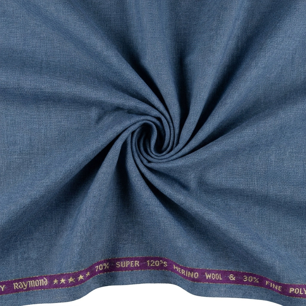 Elevate Your Style With Raymond Luxurious Unstitched Polywool Trousers & Suiting Fabric ( Denim Blue )