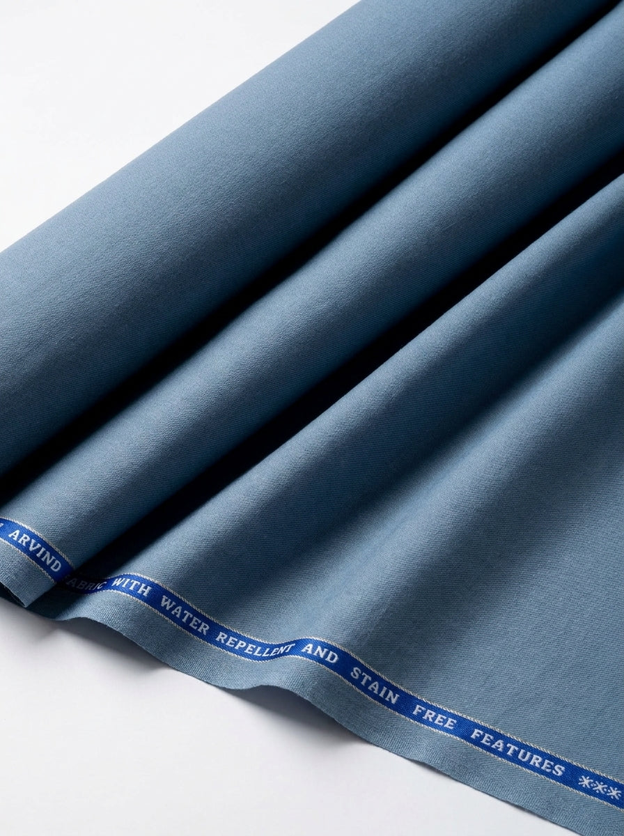 Elevate Your Style With Raymond Luxurious Unstitched Polywool Trousers & Suiting Fabric ( Denim Blue )