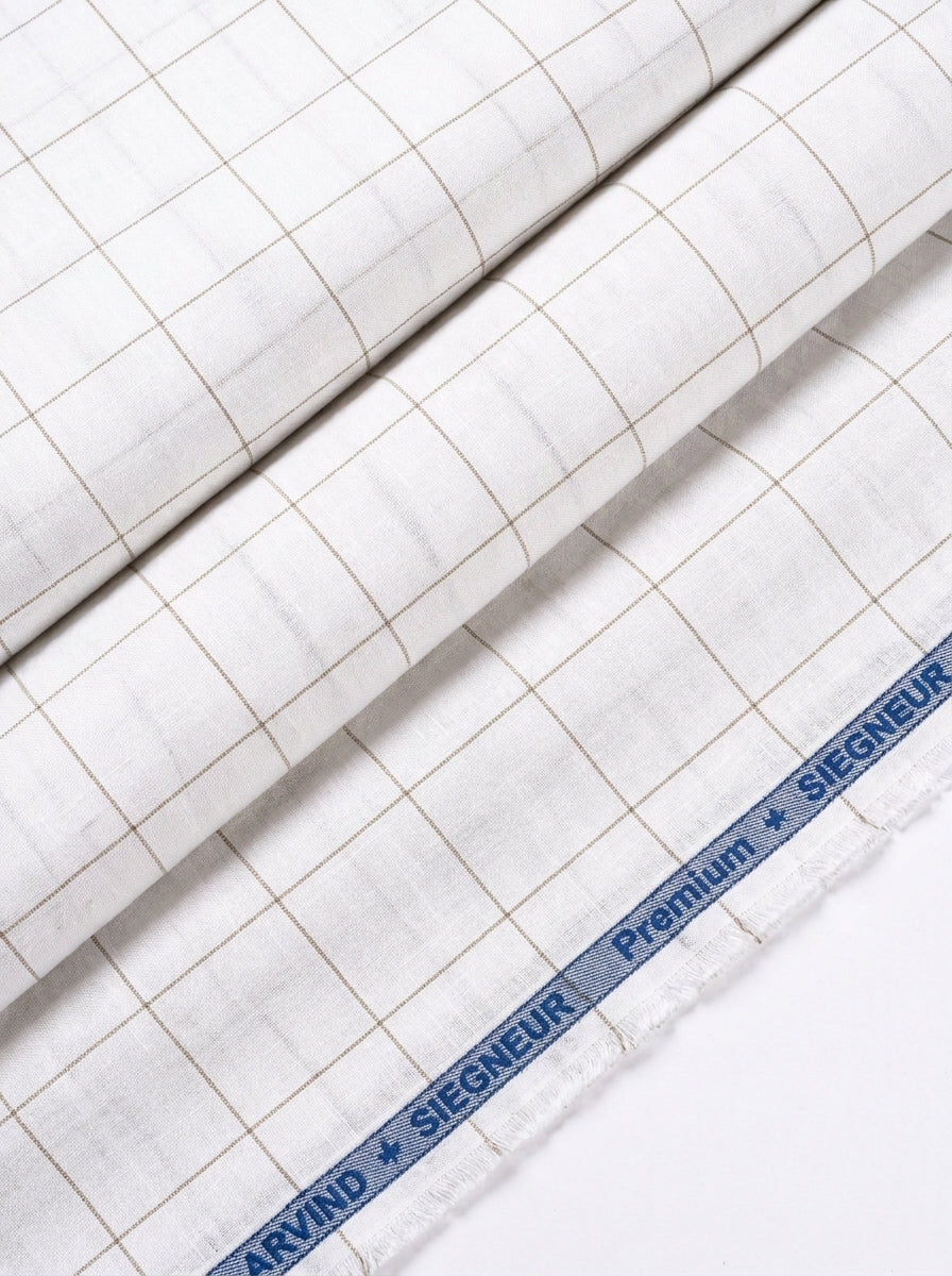 Arvind Checks Unstitched PC Shirting Fabric ( White )