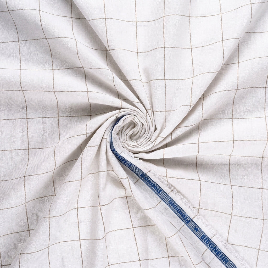 Arvind Checks Unstitched PC Shirting Fabric ( White )