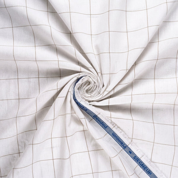 Arvind Checks Unstitched PC Shirting Fabric ( White )