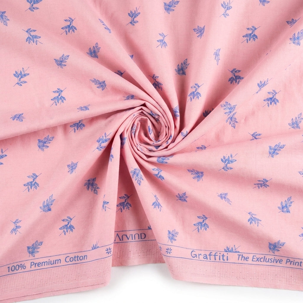Arvind Cotton Printed Unstitched Shirting Fabric ( Pink )
