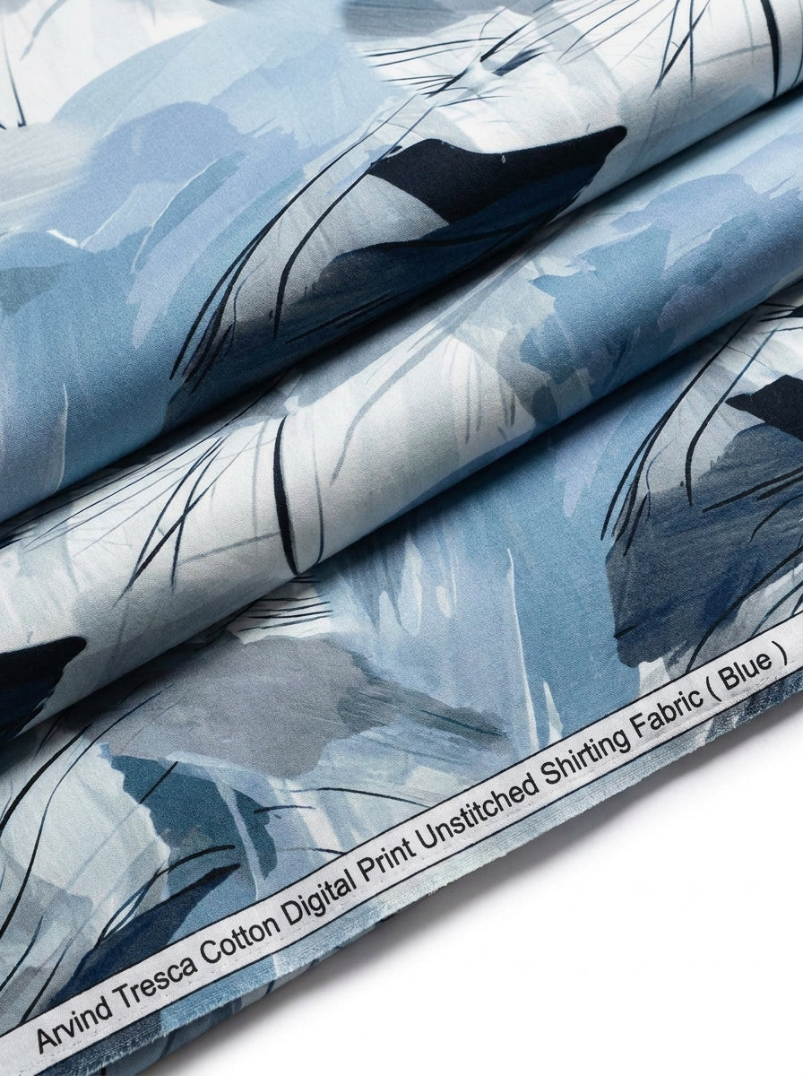 Arvind Tresca Cotton Digital Print Unstitched Shirting Fabric ( Blue )