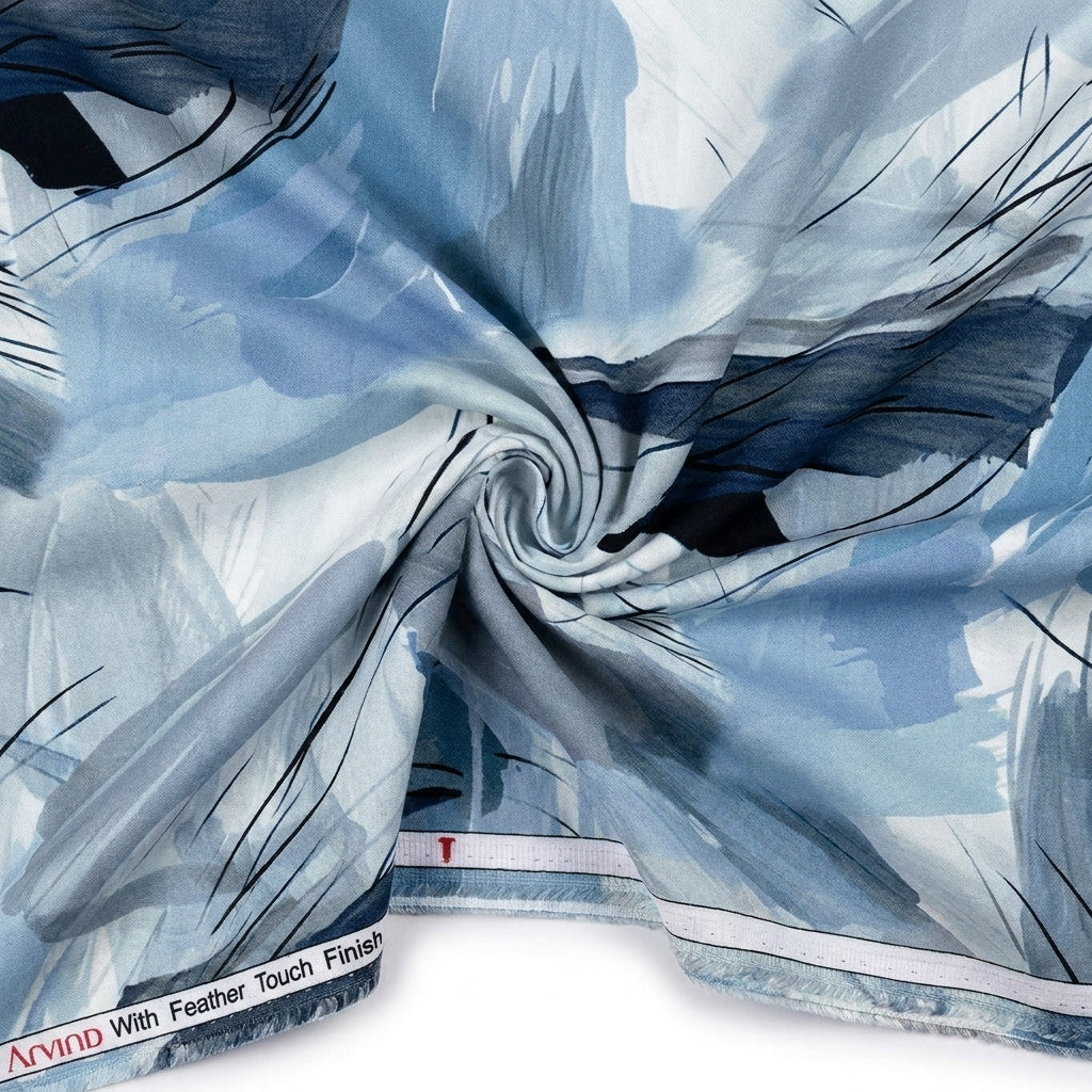 Arvind Tresca Cotton Digital Print Unstitched Shirting Fabric ( Blue )