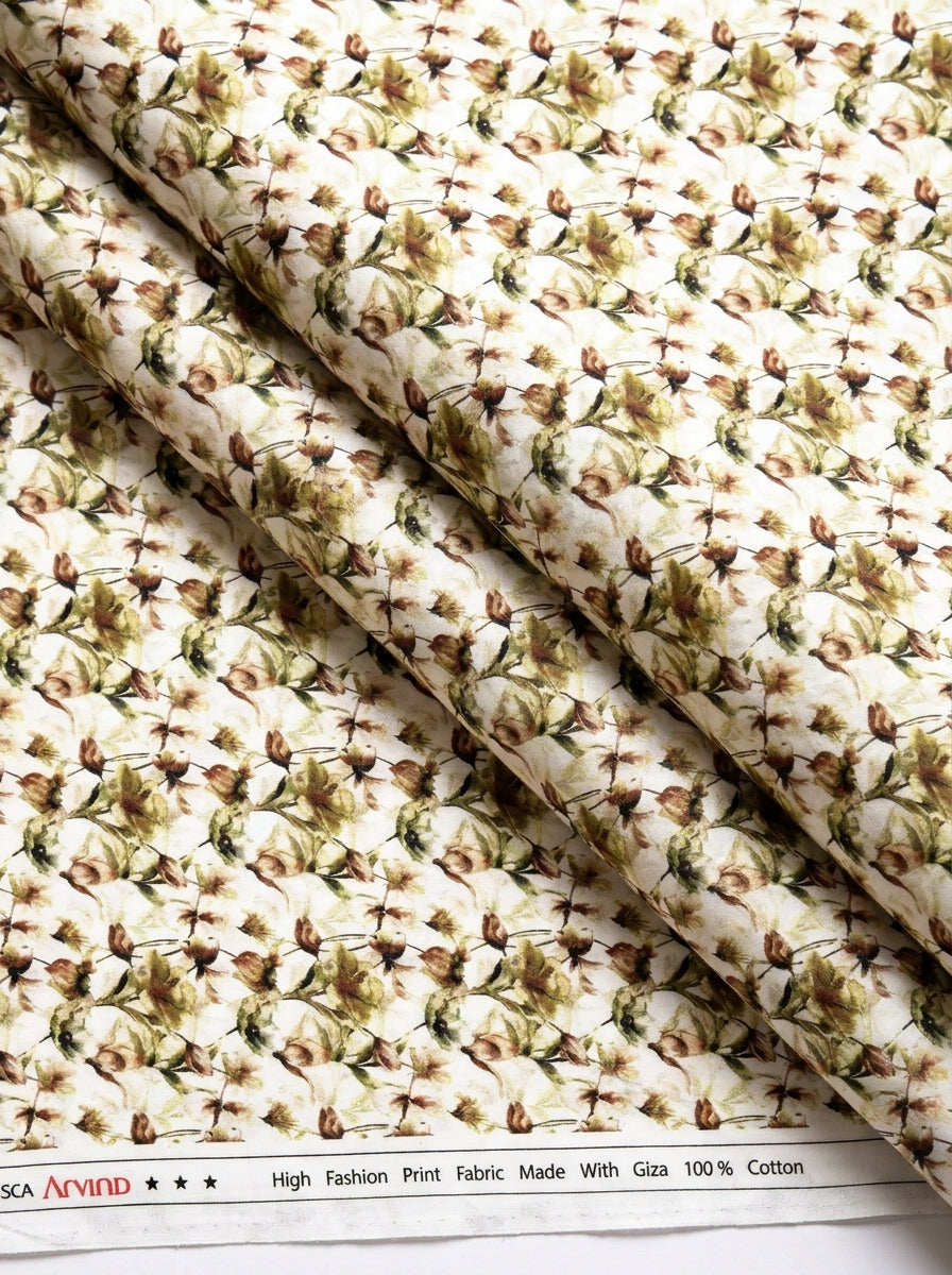 Arvind Tresca Cotton Digital Print Unstitched Shirting Fabric ( Beige )