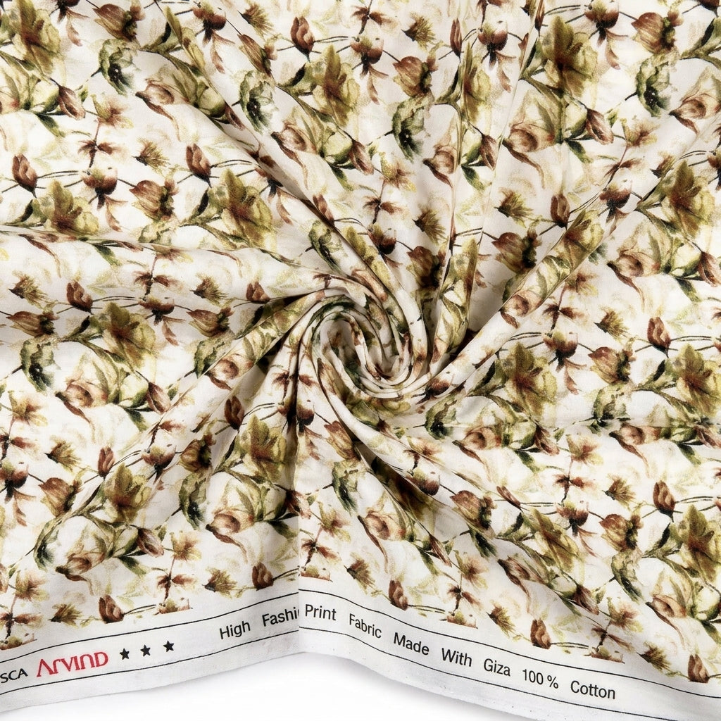 Arvind Tresca Cotton Digital Print Unstitched Shirting Fabric ( Beige )