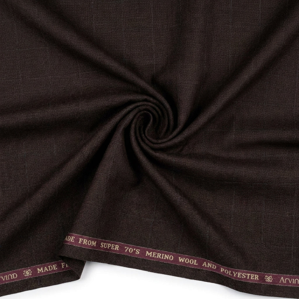 Elevate Your Style With Luxurious Unstitched Polywool Trousers Fabric ( Coffee Brown )