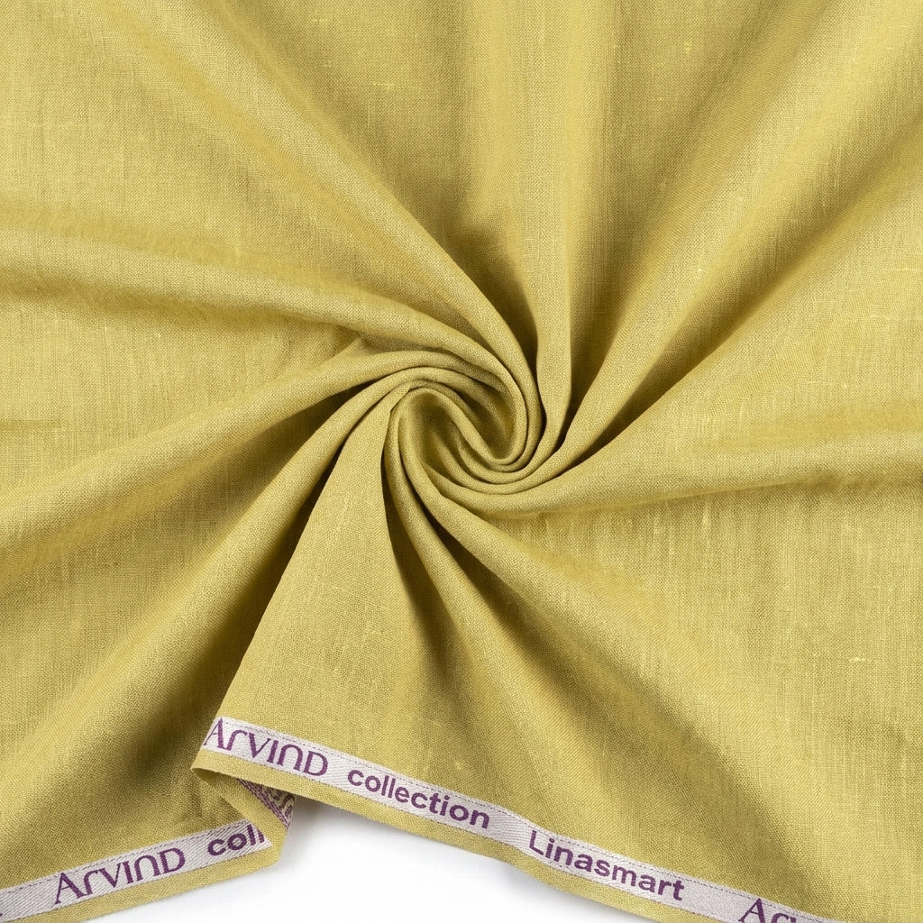 Arvind Linen Plain Unstitched Shirting Fabric ( Hazelnut yellow )