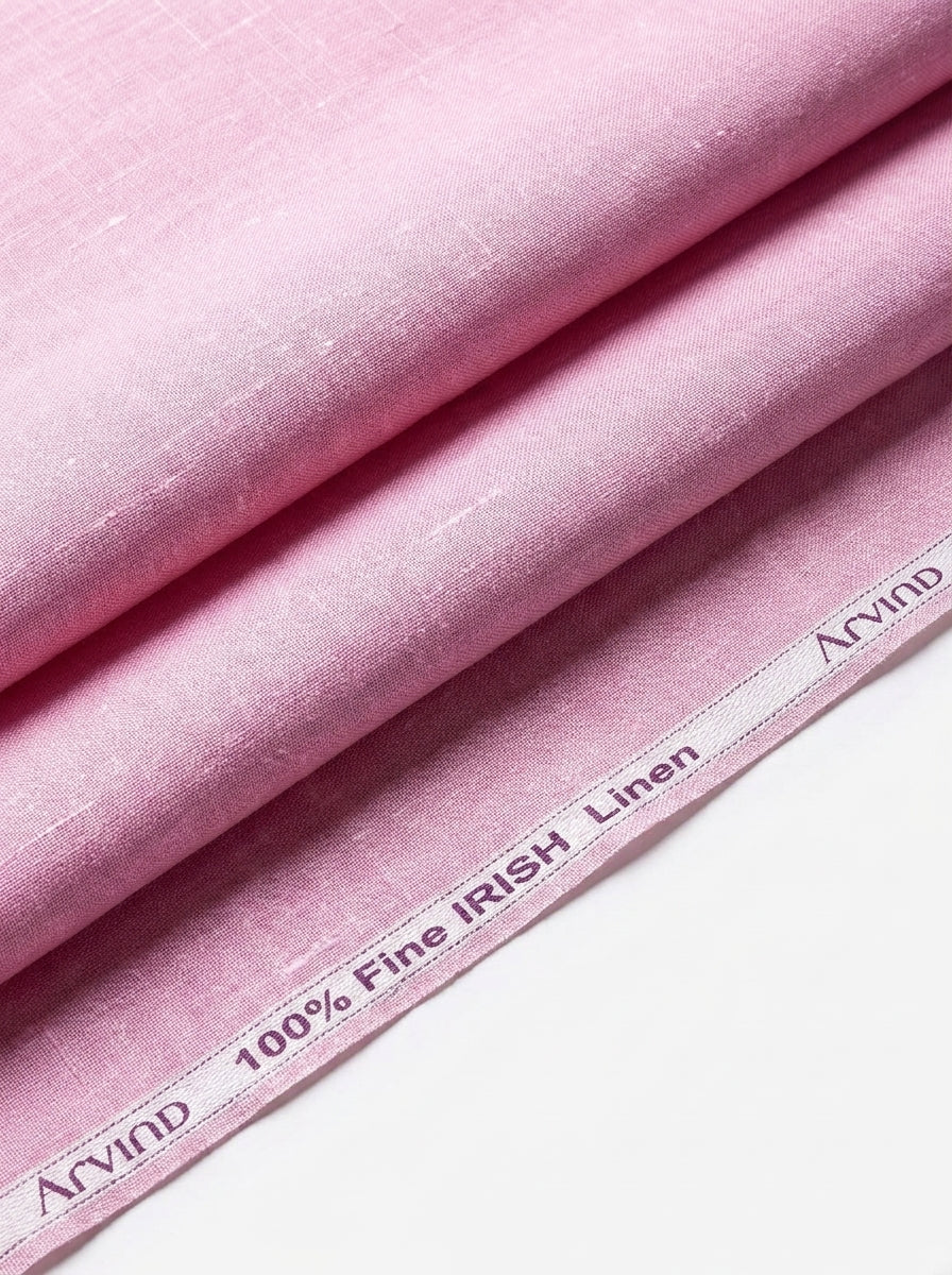 Arvind Pure Linen Unstitched Shirting Fabric ( Pink )