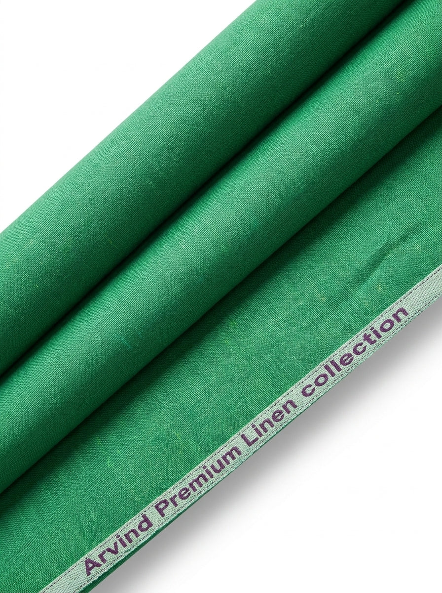 Arvind Pure Linen Unstitched Shirting Fabric ( Green )