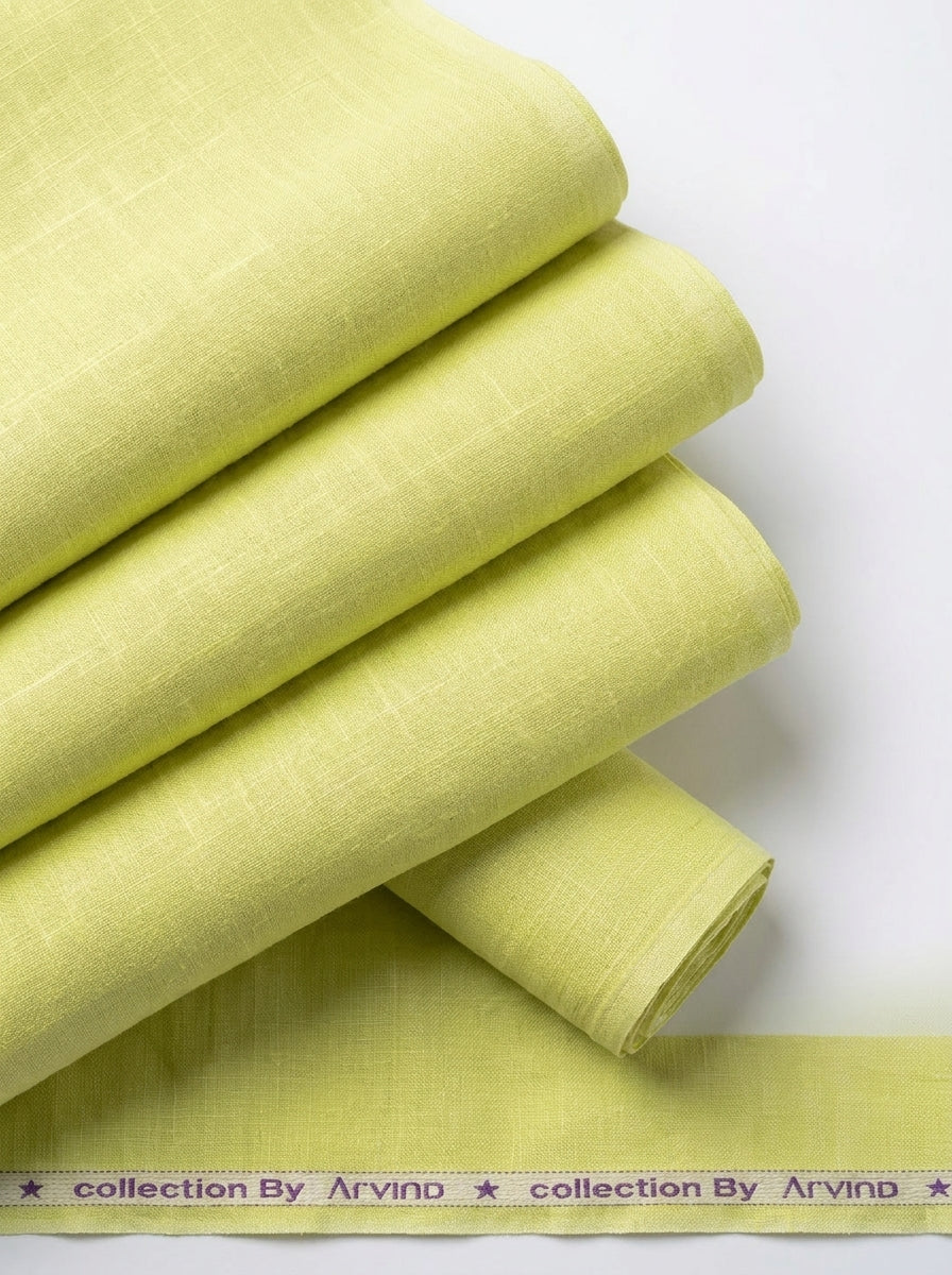 Arvind Pure Linen Unstitched Shirting Fabric ( Yellow )