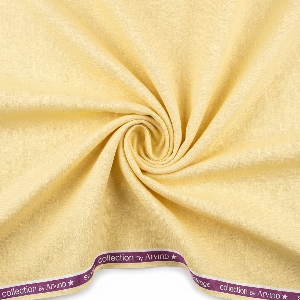 Arvind Pure Linen Unstitched Shirting Fabric ( Yellow )