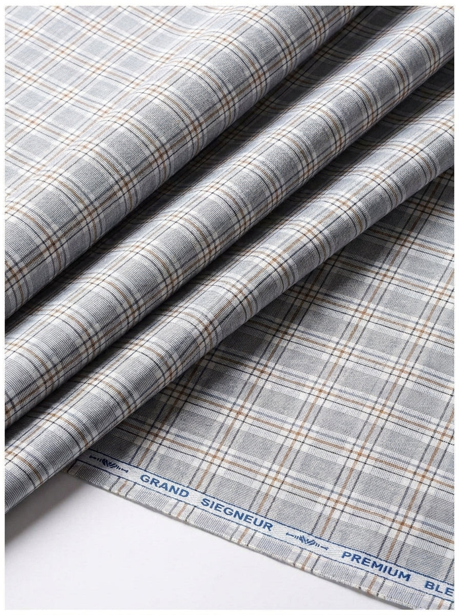 Arvind Cotton Unstitched Checks Shirting Fabric ( Grey )