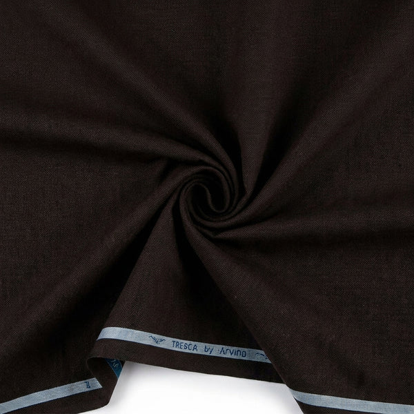 Brown Arvind Tresca Giza Cotton shirting fabric with a swirl pattern, showcasing smooth texture and high-quality cotton material.